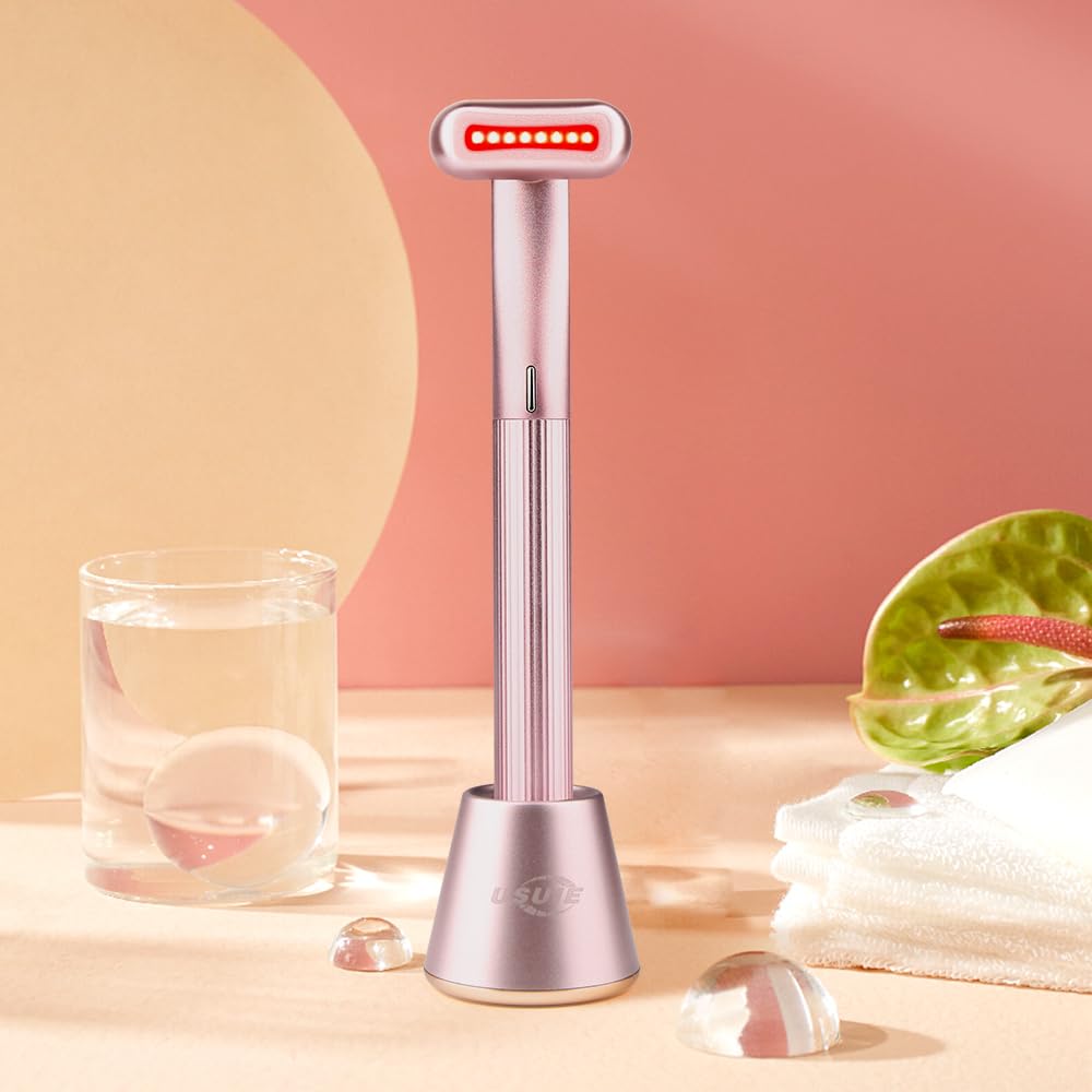 USUIE 4 in 1 Facial Wand Red Light Therapy for Face and Neck Facial Tools - Pink