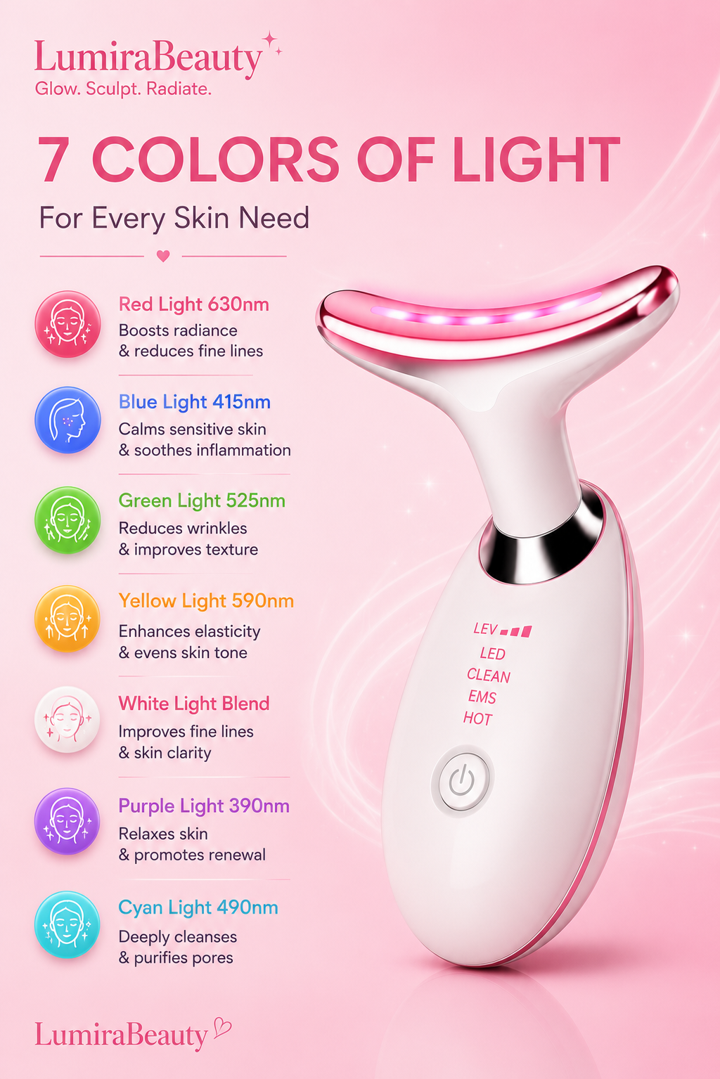 LUMIRA Glow Lift — 7-Color LED Neck & Face Toning Device